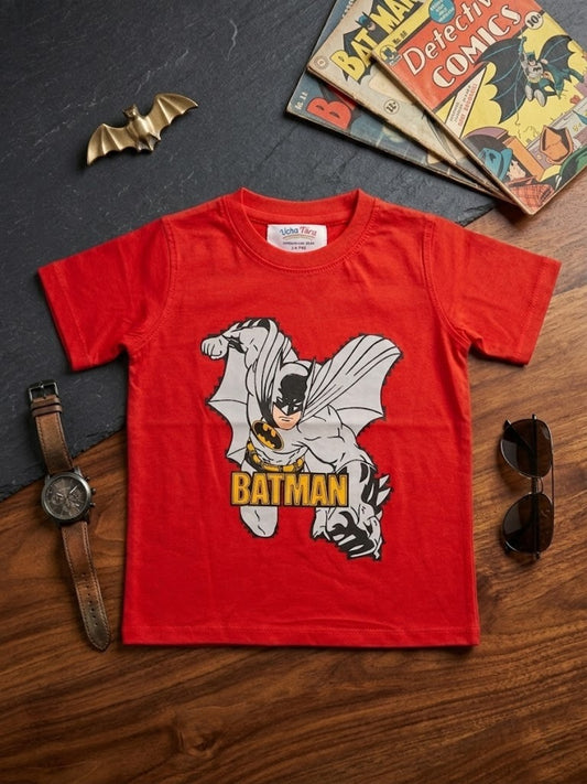 Boys Batman Graphic T-Shirt — Superhero Print (Orange)
