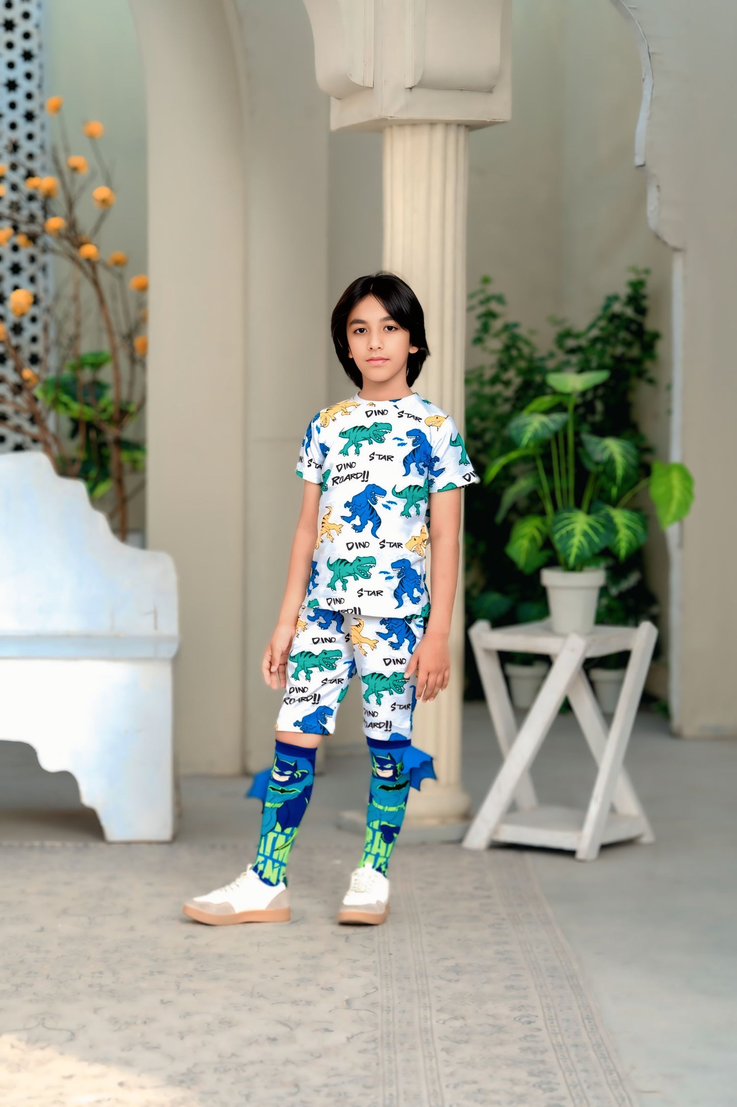 Boys Printed T-Shirt & Shorts Co-ord Set — Dino Roar
