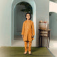 Boys Embroidered Kurta Shalwar Set — Mustard Yellow