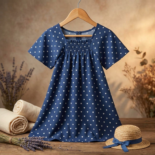 Girls premium white and navy blue top