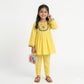 Girls Embroidered Kurta Set — Lemon Yellow