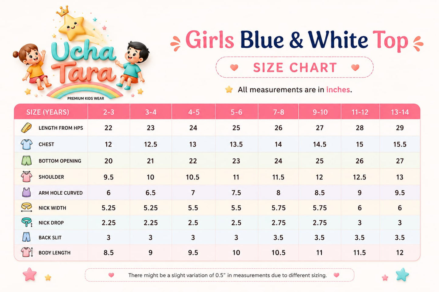 Girls premium white and navy blue top