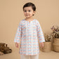 Girls Printed Cotton Kurti with White Shalwar — Blue Floral