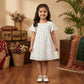 Girls Flutter Sleeve Frock — White Heart Print (Alt Shot)