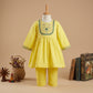 Girls Embroidered Kurta Set — Lemon Yellow