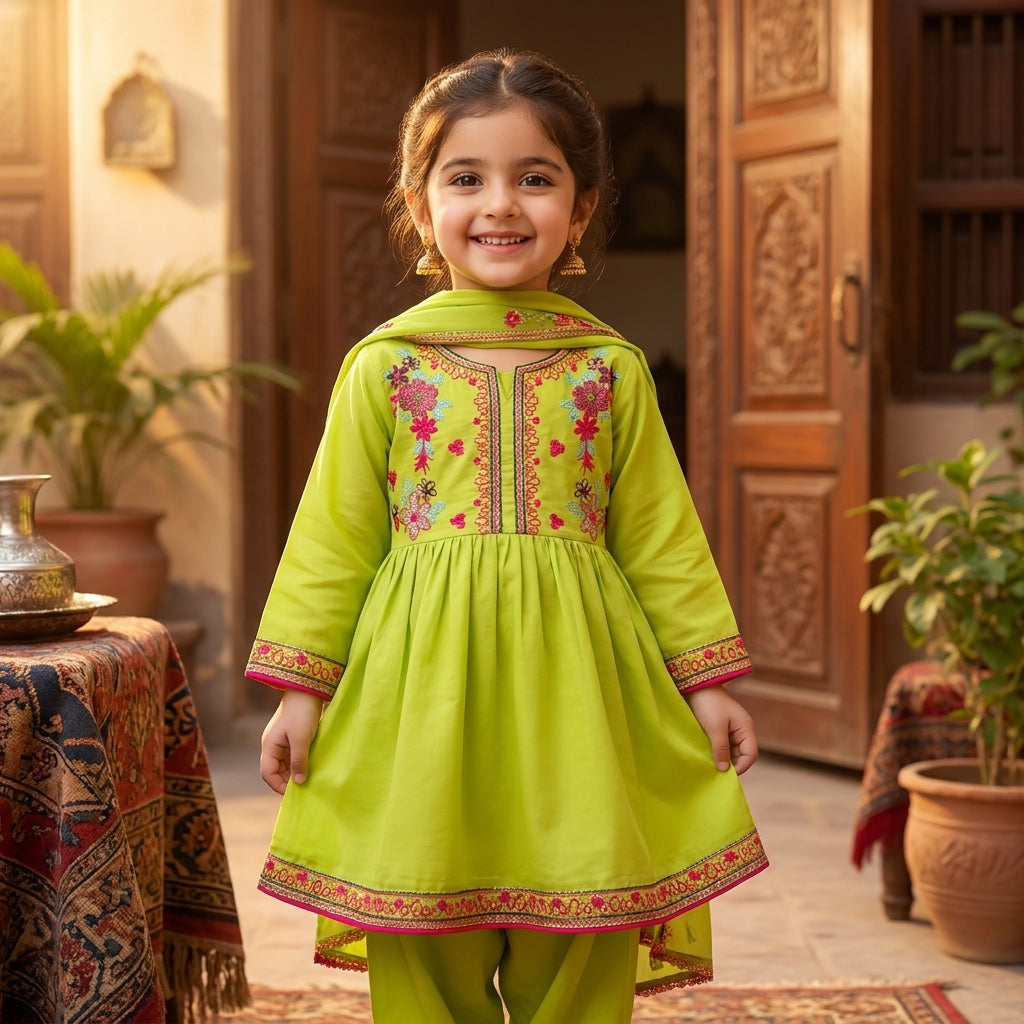 Girls premium Fancy embroidered dress