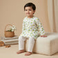 Girls Printed Cotton Kurti with White Shalwar — Leaf Print